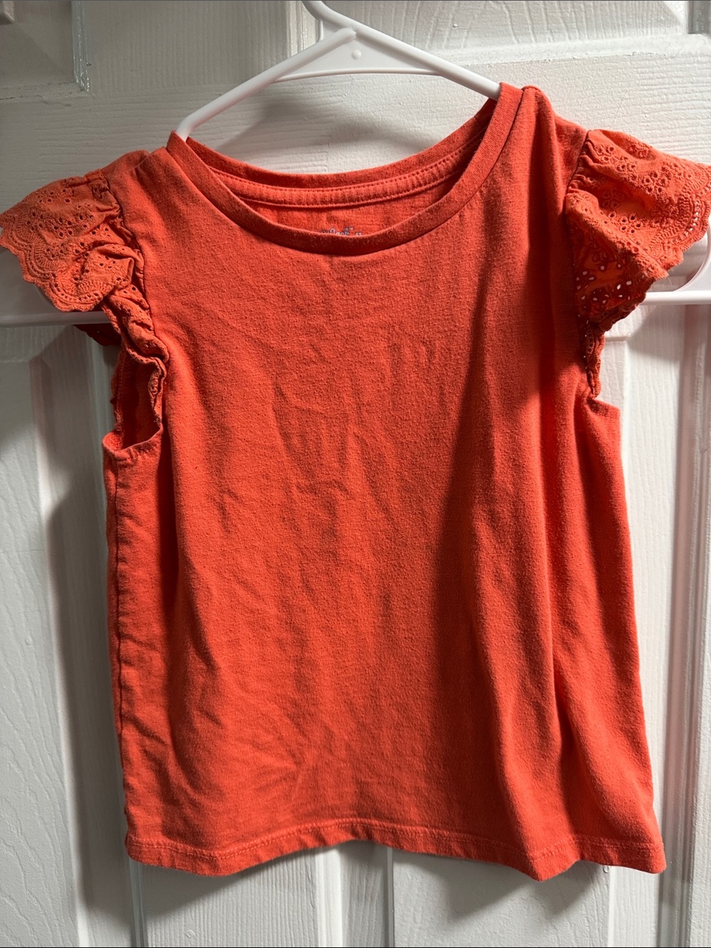 Cat & Jack Coral-Orange Eyelet Flutter Sleeve Tee